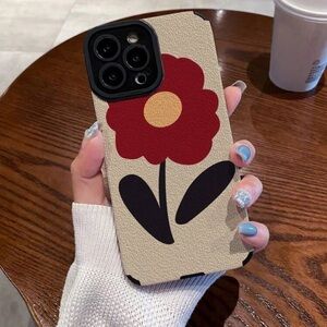 Chic iPhone Case with Red Floral Design